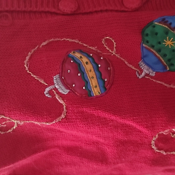nutcracker Festive red Knit sweater Vest applique Ornament beaded embroidery Med - Picture 6 of 7